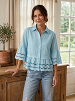 Mother’s Day Gift Pick | Soft Vintage Floral Cutout Shirt – Light, Breathable & Made for Her