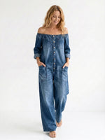 Women’s Fashion Vintage Off-shoulder Long Sleeve Jumpsuit