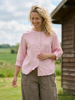Linen Button-Front Drop Shoulder Shirt