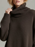 Women's Solid Color High-Neck Long-Sleeve Casual Loose Knit Dress