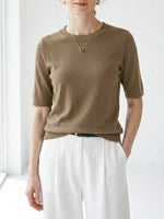 Women’s Cotton T-Shirt Short Sleeve Crew Neck Soft Breathable Casual Summer Top