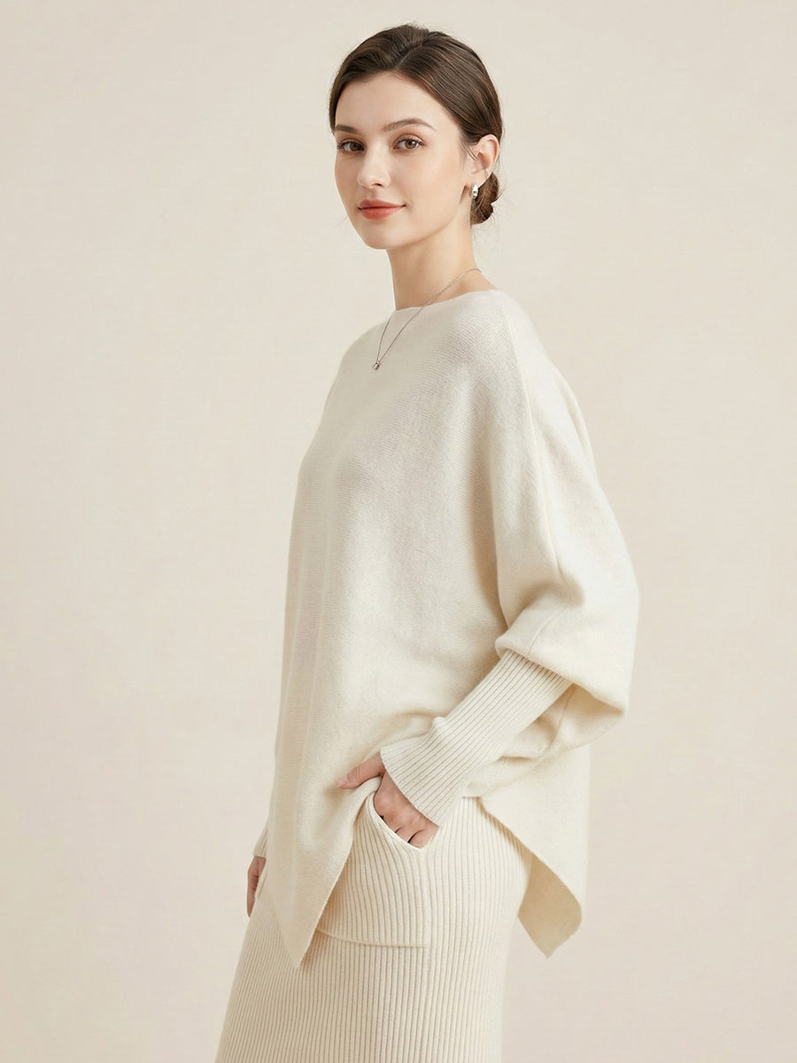 Women's Spring Irregular Shawl Batwing Sleeve Loose Sweater