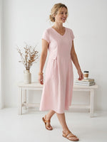 Linen Natural Summer V-Neck Dress