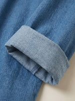 Women's Casual Washed Denim V-Neck Tunic Top