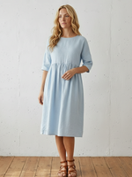 Linen A-Line Midi Dress