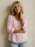 Women’s Lightweight Linen Blend V-Neck Shirt