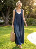 Women's Sleeveless Casual Loose Denim Vest Dress