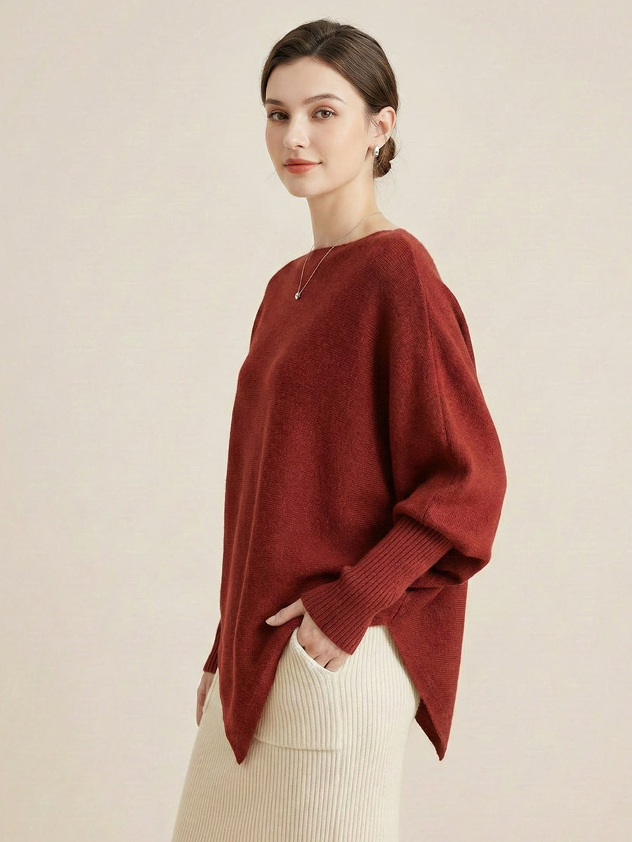 Women's Autumn/Winter Irregular Shawl Batwing Sleeve Loose Sweater