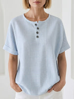 Women's Artistic Cut Striped Cotton-linen Shirt Blouse