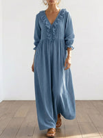 Women's Striped Art Print Casual Stylish Ruffled Vacation Maxi Dress