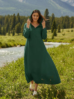 Linen Hooded Pullover Maxi Dress