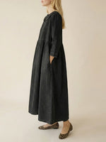 Peter Pan Collar Long-sleeved Loose-fitting Casual Denim Dress Women