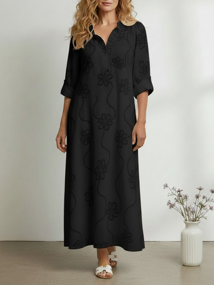 Women's Retro Ruffled Collar Floral A-line Dress