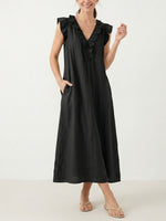 Women's Solid Color Ruffled Art Casual Fashion Cozy Cotton Linen Dress