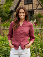 Linen Hand Button Fitted Jacket