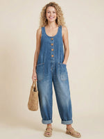 Women’s Casual Cotton Vest & Denim Jumpsuit