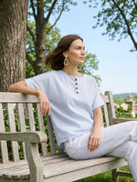 Women's Artistic Cut Striped Cotton-linen Shirt Blouse