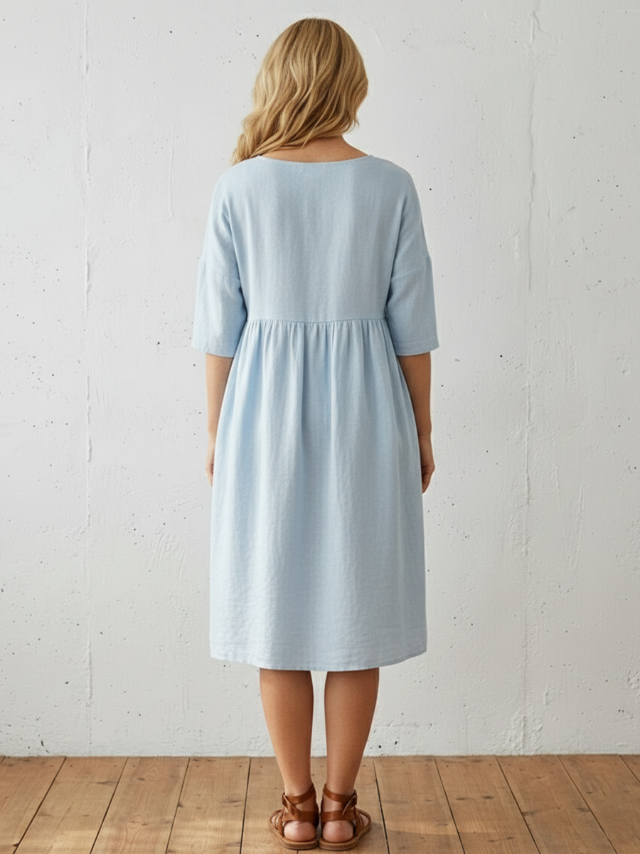 Linen A-Line Midi Dress