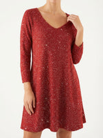 Elegant Christmas V-neck Sparkling Red Prom Dress