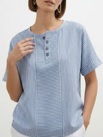 Women's Artistic Cut Striped Cotton-linen Shirt Blouse