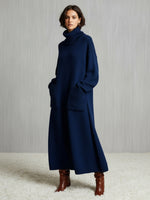 Women's Solid Color High-Neck Long-Sleeve Casual Loose Knit Dress