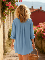 Women’s Casual Cotton And Linen Ruffle Shirt