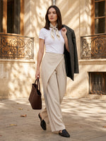 Women's Minimalist High-Waist Asymmetric Flowy Wide-Leg Trousers