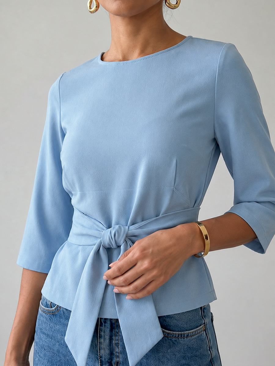 Womens Casual Tie-up Cotton T-shirt