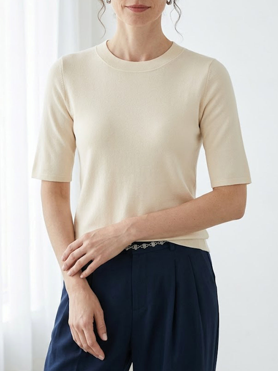 Women’s Cotton T-Shirt Short Sleeve Crew Neck Soft Breathable Casual Summer Top