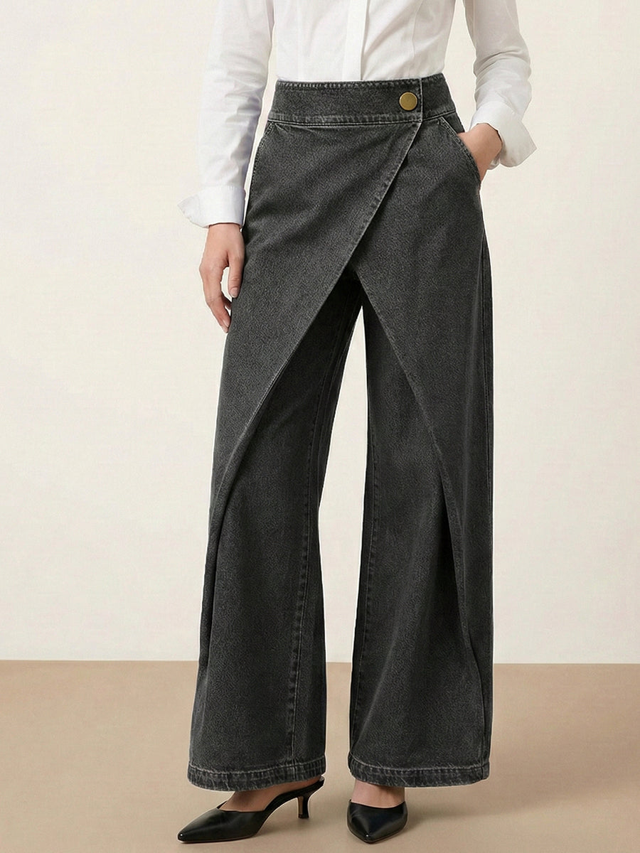 Women's High-waisted Casual Loose-fitting Wide-leg Jeans