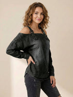 Women’s Casual Off-Shoulder Denim Long Sleeve Top