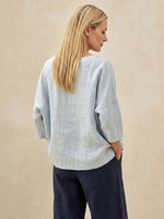 Linen Boatneck 3/4 Length Sleeve Top