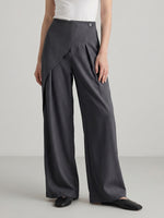 Women's Minimalist High-Waist Asymmetric Flowy Wide-Leg Trousers