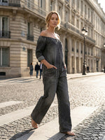 Women’s Fashion Vintage Off-shoulder Long Sleeve Jumpsuit
