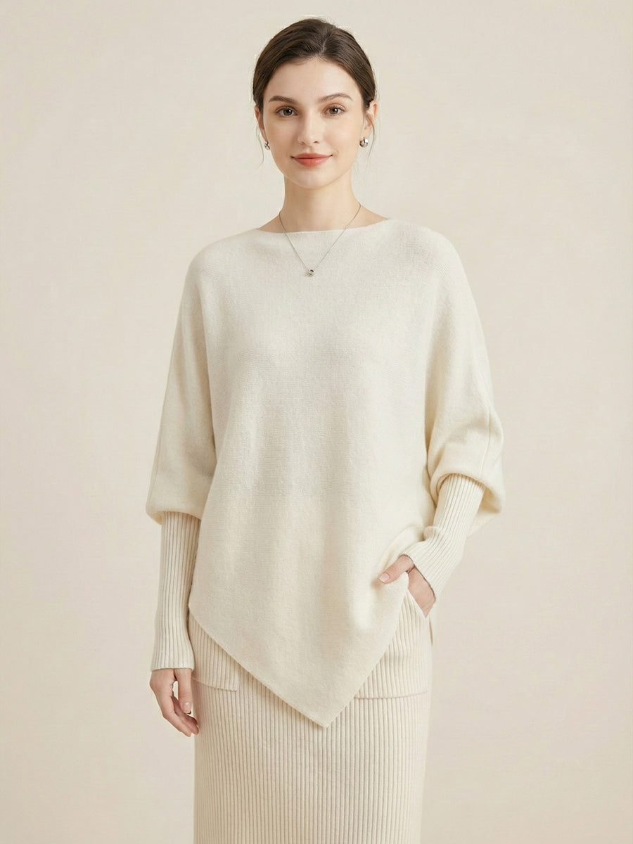 Women's Spring Irregular Shawl Batwing Sleeve Loose Sweater