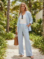 Linen Elastic Waist Straight-Leg Trousers