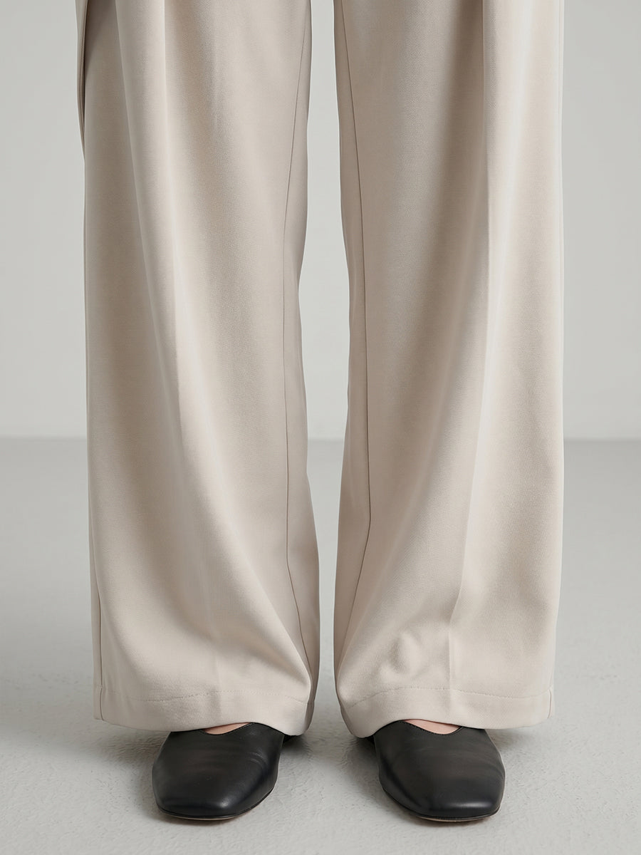 Women's Minimalist High-Waist Asymmetric Flowy Wide-Leg Trousers