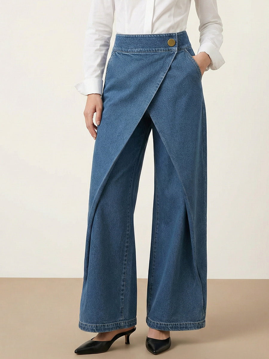 Women's High-waisted Casual Loose-fitting Wide-leg Jeans