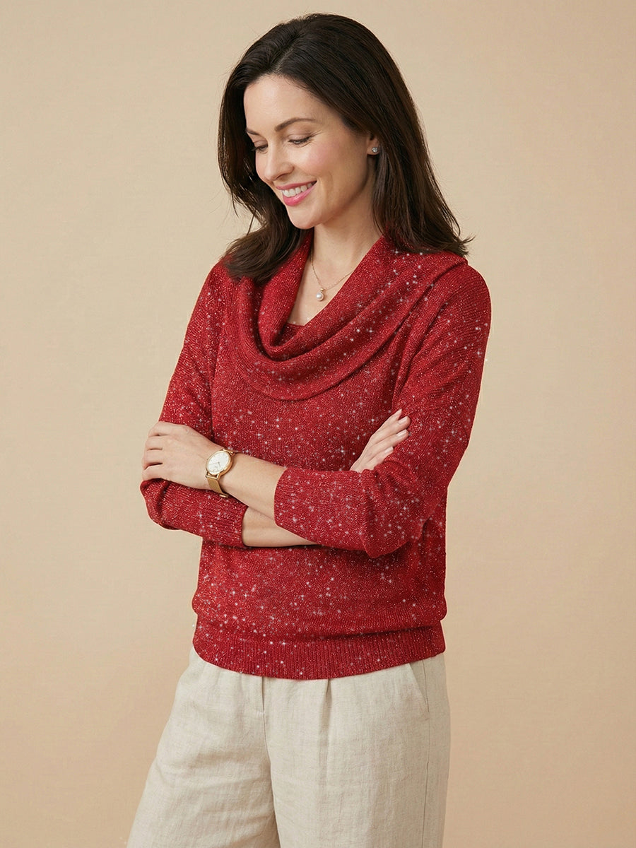 Women's Elegant Solid Color Loose Shiny Sweater