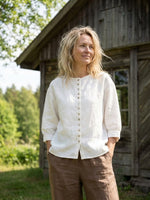 Linen Button-Front Drop Shoulder Shirt