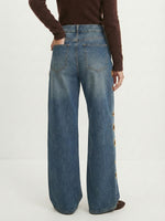 Women's Grommet-Detail Wide-Leg Jeans – Bold Style, Comfortable Fit