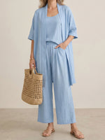 FIORACHIC Minimalist Cotton Linen 3-Piece Set – Relaxed Everyday Outfit
