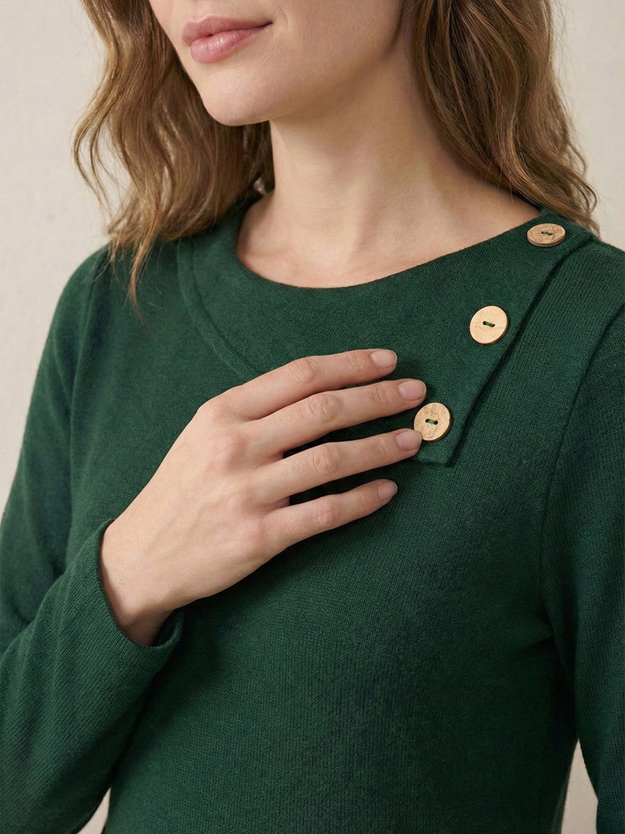 Wool Layered Neck Pleated Maxi Dress BILLIE