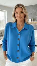 Women's Lapel Button Knitted Cardigan Sweater