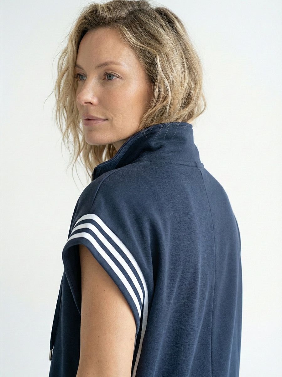 Women's Stand Collar Short Sleeve Cotton Wide-Leg Jumpsuit – Casual Loose Fit