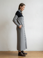 Single-button loose knit dress