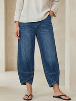 Women’s Casual Cross Design Washed Cotton Denim Jeans