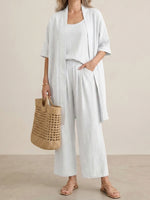 FIORACHIC Minimalist Cotton Linen 3-Piece Set – Relaxed Everyday Outfit