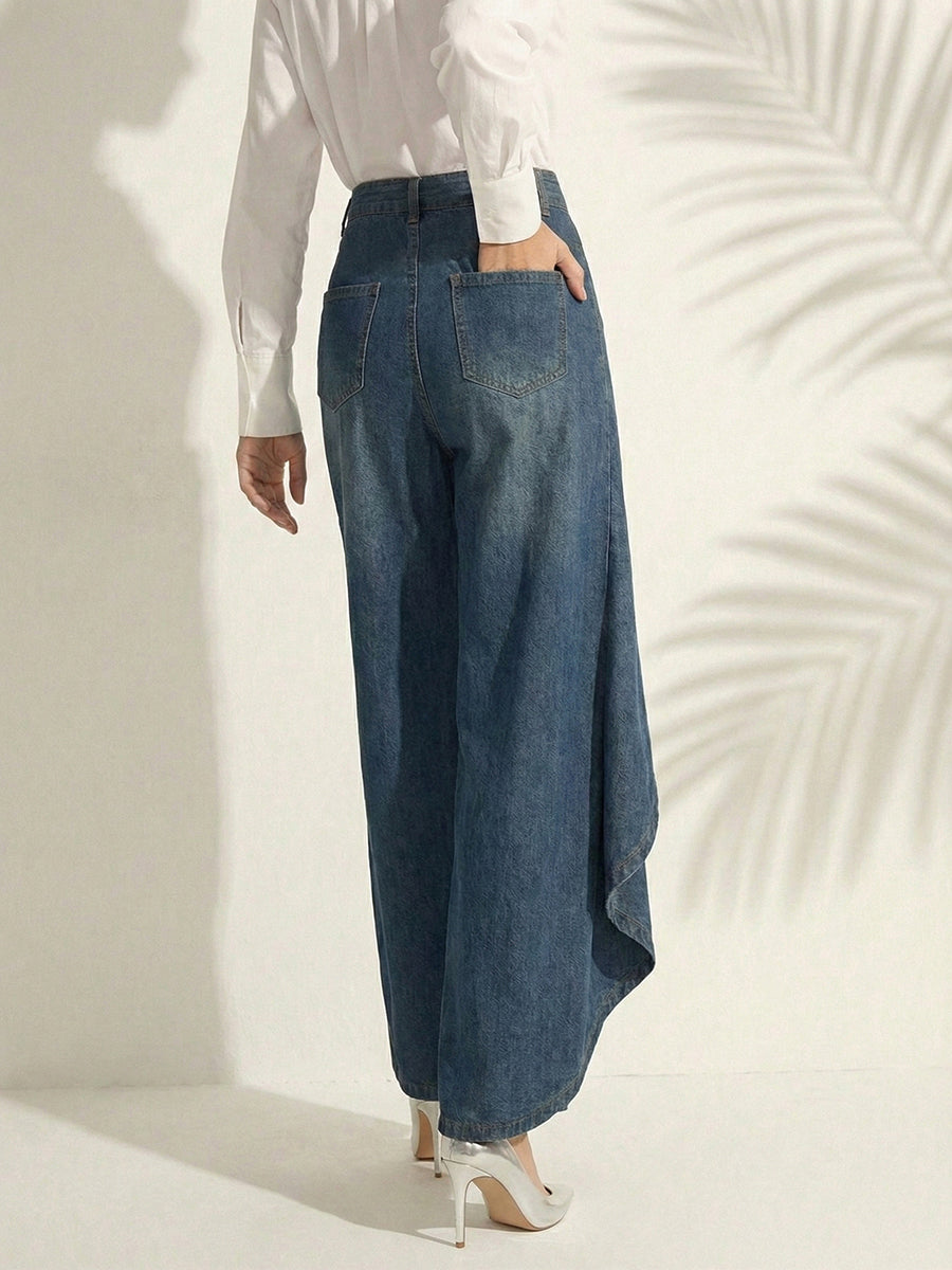 Women’s High-Waisted Wide-Leg Denim Pants