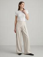 Women's Minimalist High-Waist Asymmetric Flowy Wide-Leg Trousers